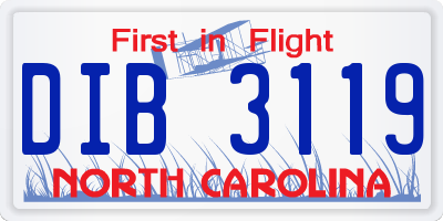 NC license plate DIB3119