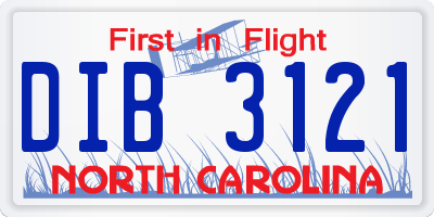 NC license plate DIB3121
