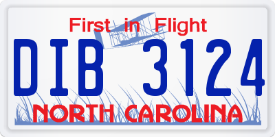 NC license plate DIB3124