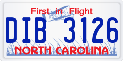 NC license plate DIB3126
