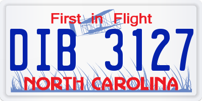NC license plate DIB3127