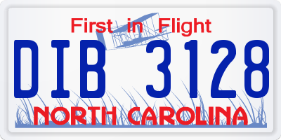 NC license plate DIB3128