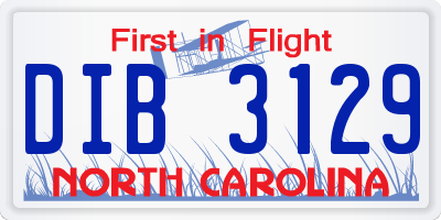 NC license plate DIB3129