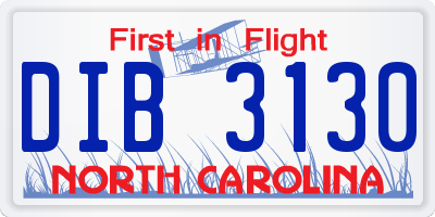 NC license plate DIB3130
