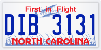 NC license plate DIB3131