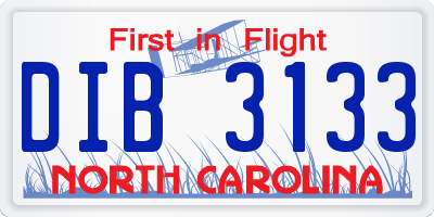 NC license plate DIB3133