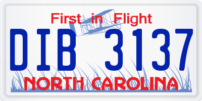 NC license plate DIB3137
