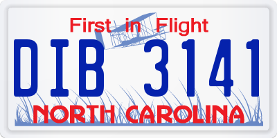 NC license plate DIB3141