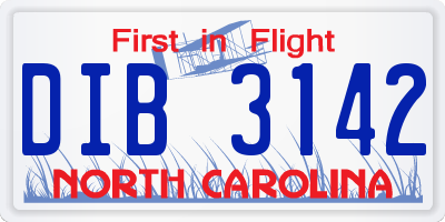 NC license plate DIB3142