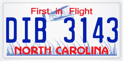 NC license plate DIB3143
