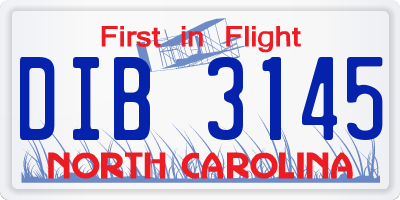 NC license plate DIB3145