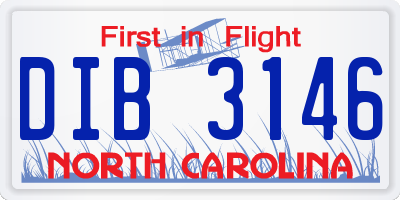 NC license plate DIB3146