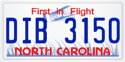 NC license plate DIB3150