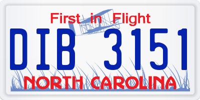 NC license plate DIB3151
