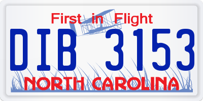 NC license plate DIB3153