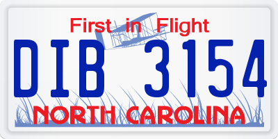 NC license plate DIB3154