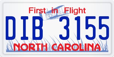 NC license plate DIB3155