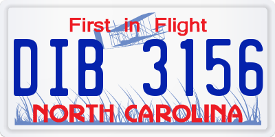 NC license plate DIB3156