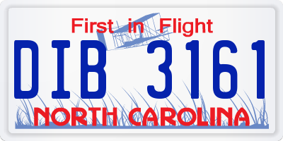 NC license plate DIB3161