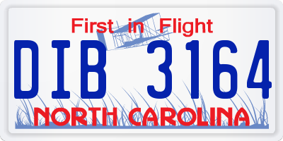 NC license plate DIB3164