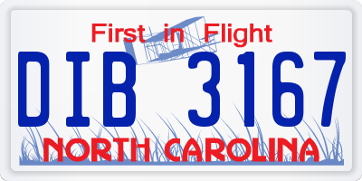 NC license plate DIB3167