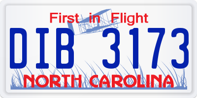 NC license plate DIB3173