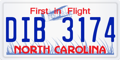 NC license plate DIB3174