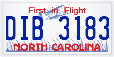 NC license plate DIB3183