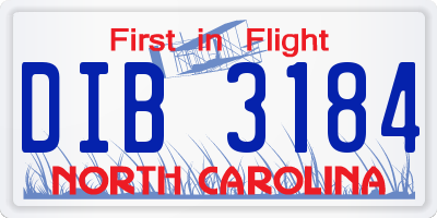 NC license plate DIB3184