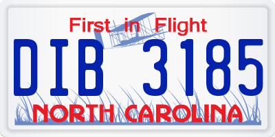 NC license plate DIB3185