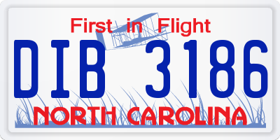NC license plate DIB3186