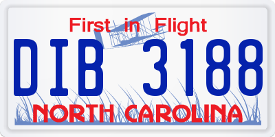 NC license plate DIB3188