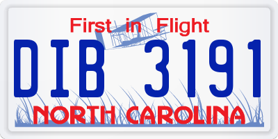 NC license plate DIB3191
