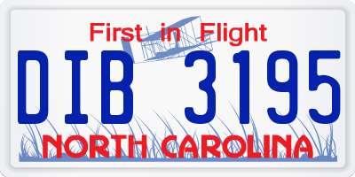 NC license plate DIB3195