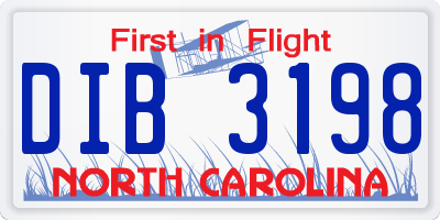 NC license plate DIB3198
