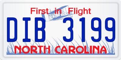 NC license plate DIB3199