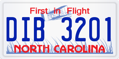 NC license plate DIB3201