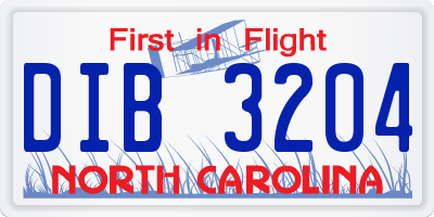 NC license plate DIB3204