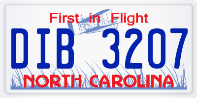 NC license plate DIB3207