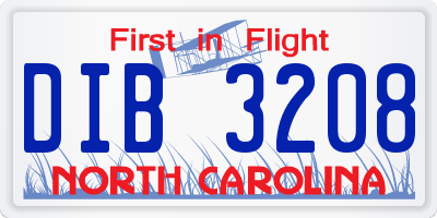 NC license plate DIB3208