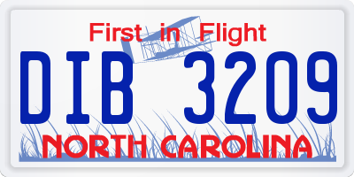 NC license plate DIB3209