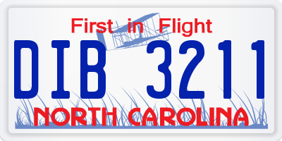 NC license plate DIB3211