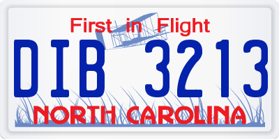 NC license plate DIB3213