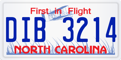 NC license plate DIB3214
