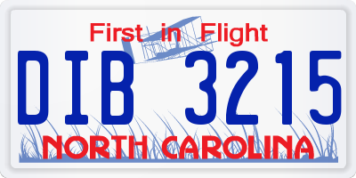 NC license plate DIB3215