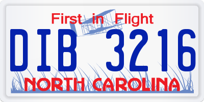 NC license plate DIB3216