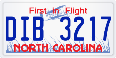 NC license plate DIB3217
