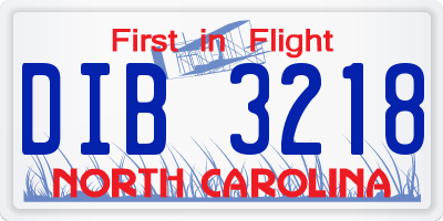 NC license plate DIB3218
