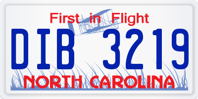 NC license plate DIB3219