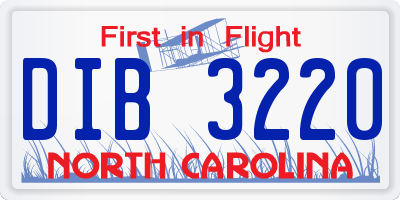 NC license plate DIB3220